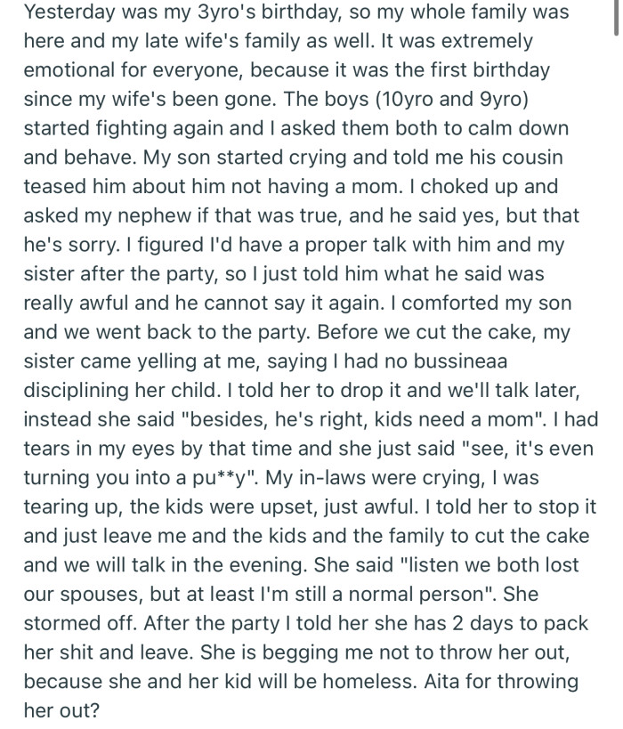 OP’s Sister Made Rude Comments to Him About His Late Wife. By the End of the Day, He Gave Her 2 Days to Leave His House