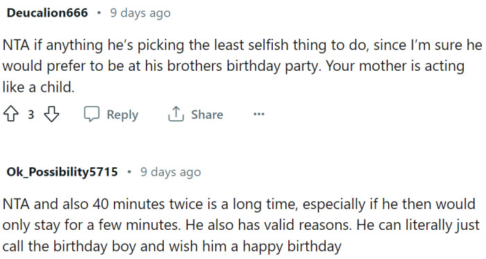 The mother is acting like a child.