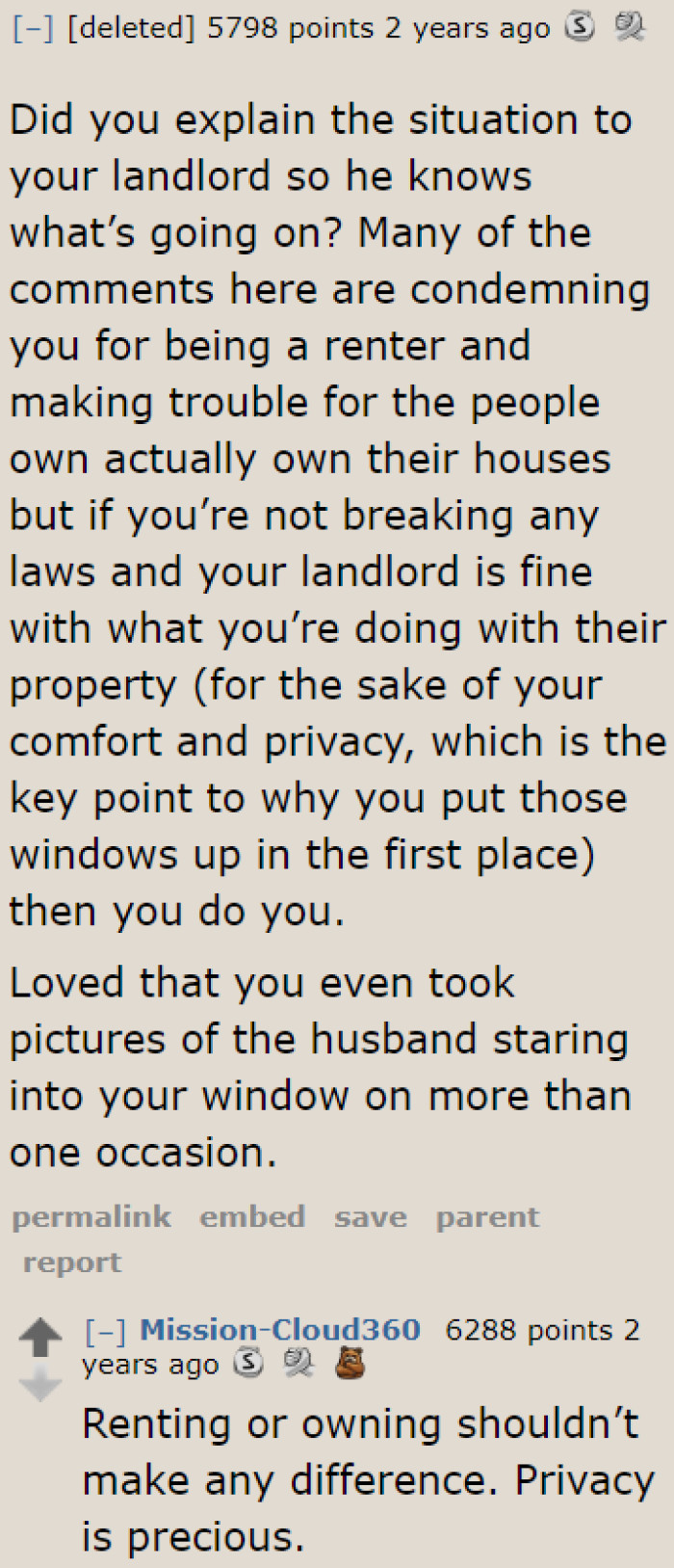 What's wrong with these people condemning her? Even if she's a renter, she has the right to decide what she installs on her property, as long as it's acceptable to the landlord.