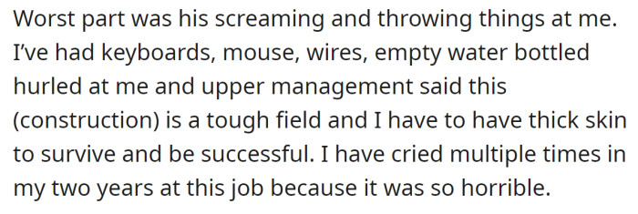 The OP said it was very stressful for them: