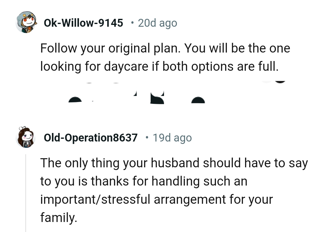The only thing OP's husband should have said is thank you