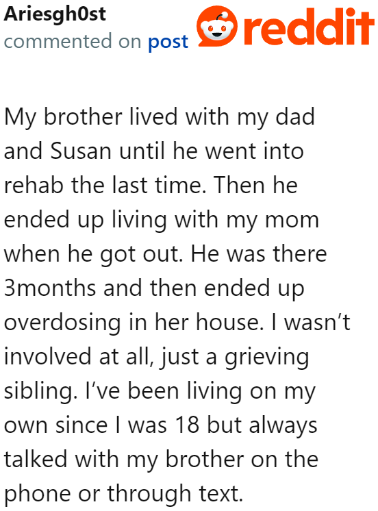 The OP Was Never the Cause of Her Brother's Death. She Grieved Over Her Brother's Death.