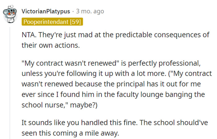 The school should have anticipated the consequences of their actions.