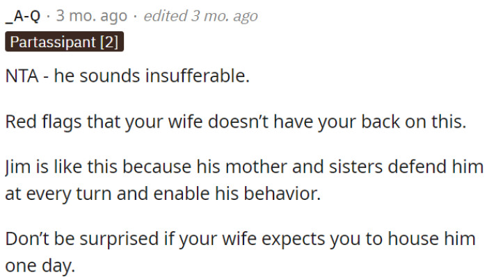 OP's BIL is insufferable.