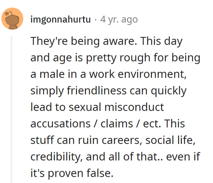 Workplace for men: a dance of friendliness with the constant fear of a career cha-cha into false accusations.