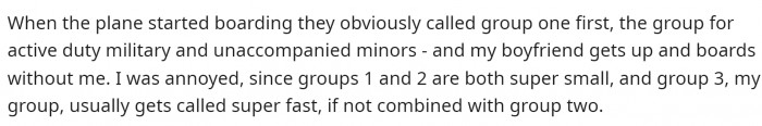 This is where she sees a problem with how her boyfriend reacts in this situation.