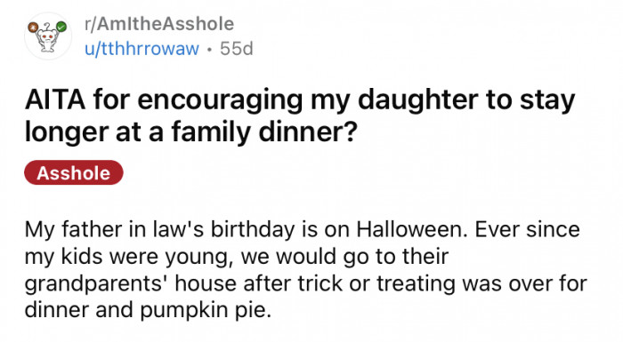 The Reddit user asked if he was the a**hole for 