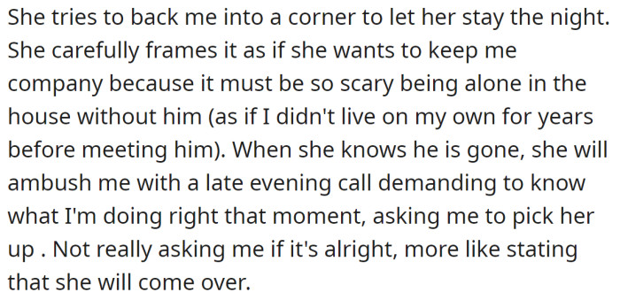 The OP further explained her MIL's weird pattern: