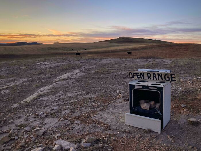 "Spotted This From A Remote Wyoming Road: Some Rancher Out There Has A Great Sense Of Humor"