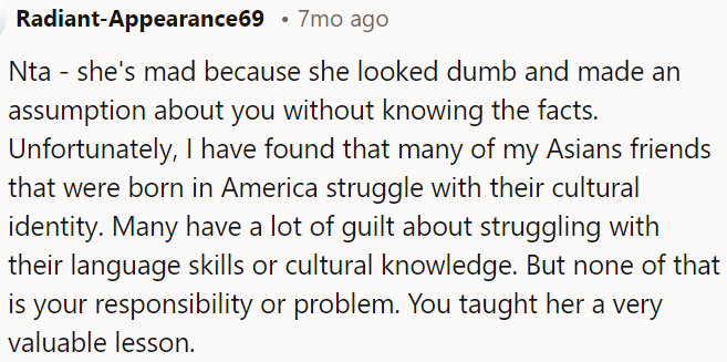 OP taught her an important lesson.