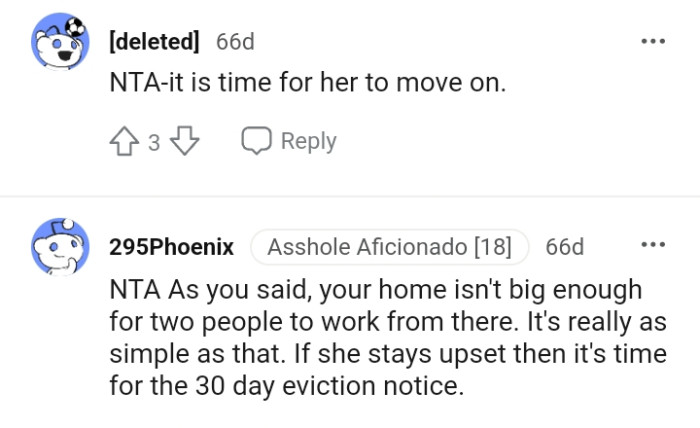 It's time for an eviction if she should stay upset