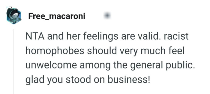 This Redditor is glad the OP stood on business