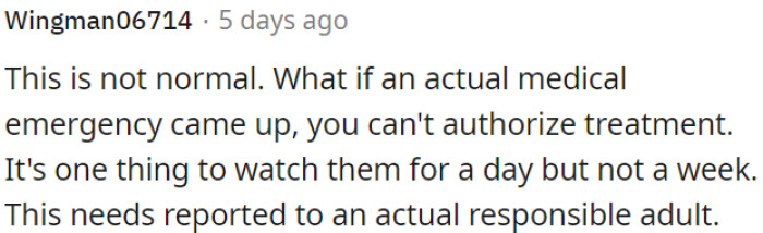 It's acceptable for a day but not for a week.