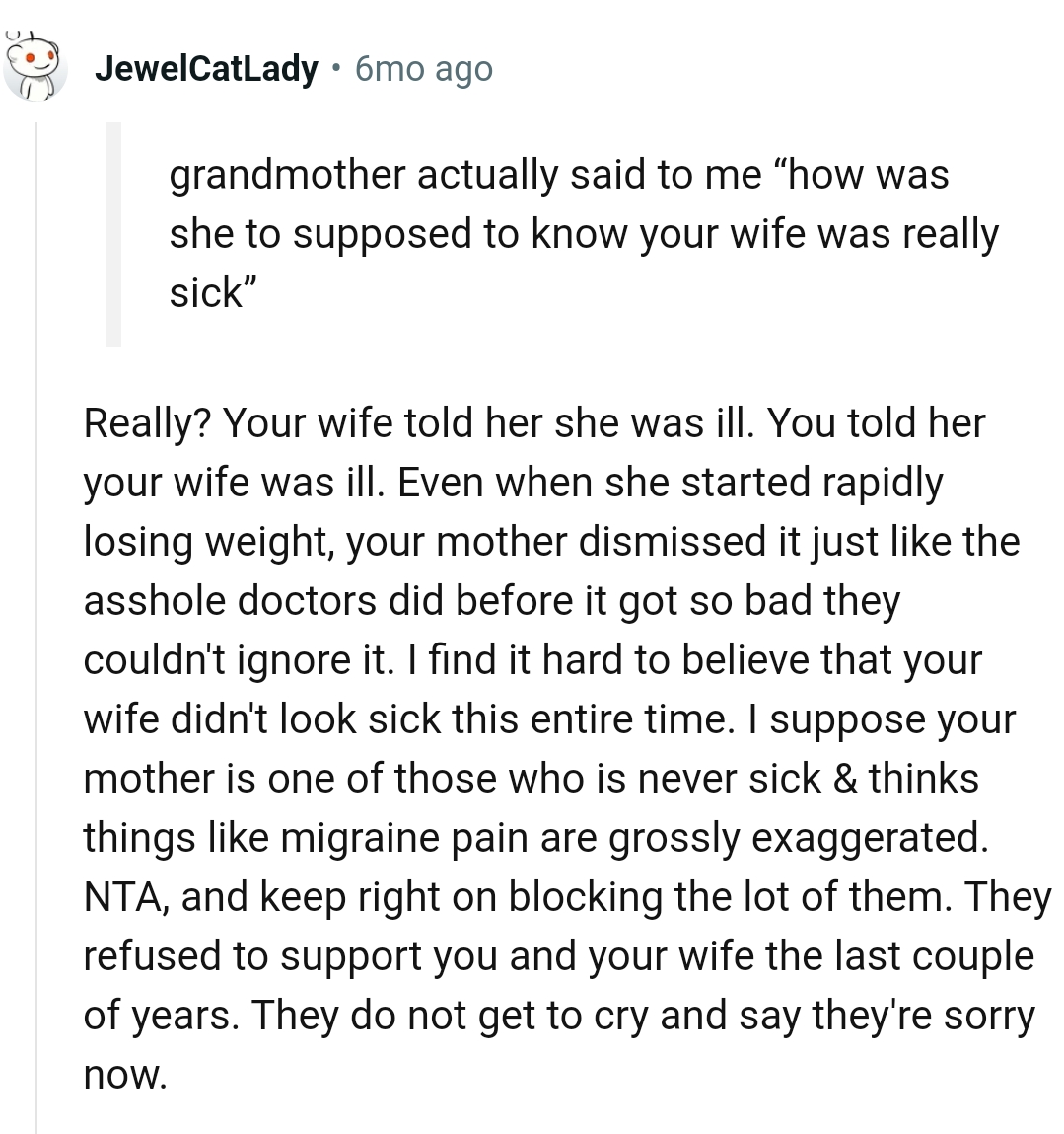 OP's mom dismissed it just like the AH doctors