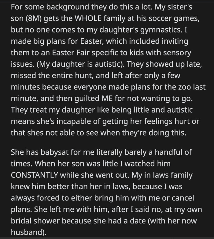 OP was accused of being selfish because her sister had an important announcement to make during the Mother's Day dinner