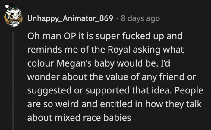 It's really odd that they even feel the need to speculate about an unborn child's skin color.