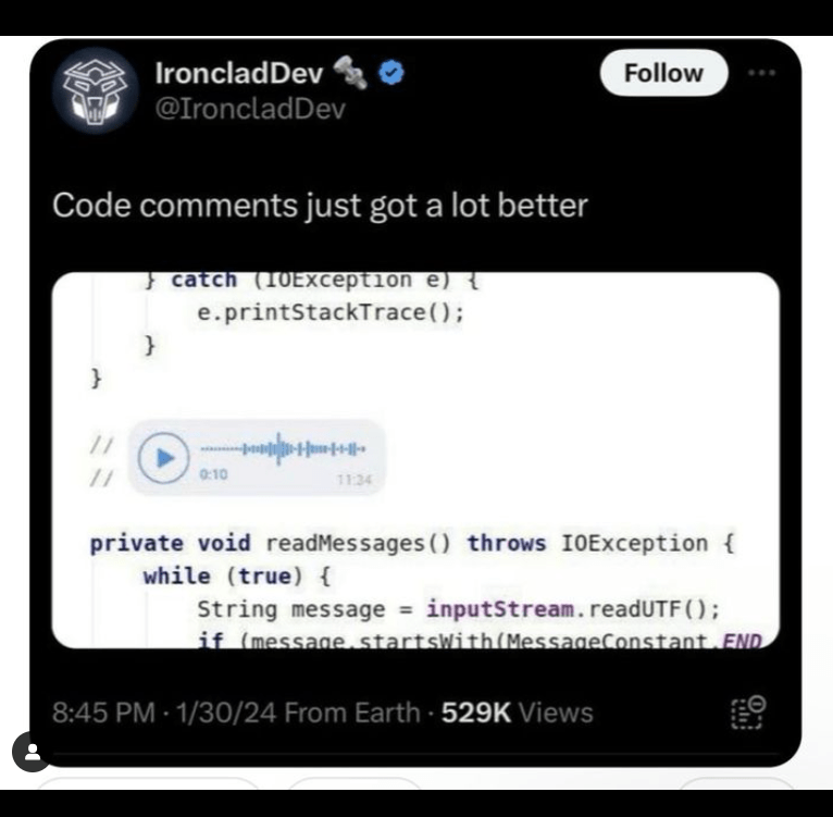 12. Imagine using voice notes for coding comments?