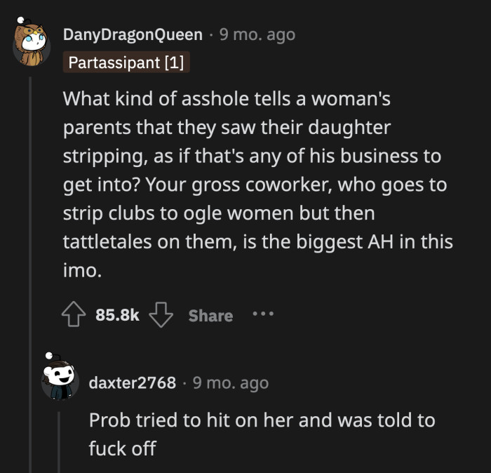 First of all, how did this coworker know that she was OP's daughter?