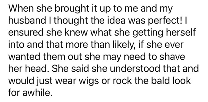 OP instantly approved the idea, and her daughter knew the risks.