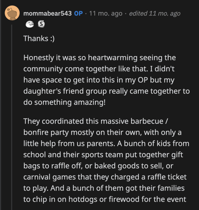 It's truly heartwarming how the community joined together to help a teenager in a time of need.