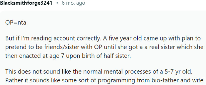 A five-year-old came up with a plan to pretend to be friends/sisters?