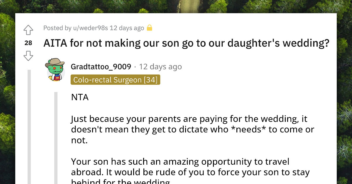 Grandparents Want Control Over Who Attends Grandchild's Wedding Because They're Paying For It