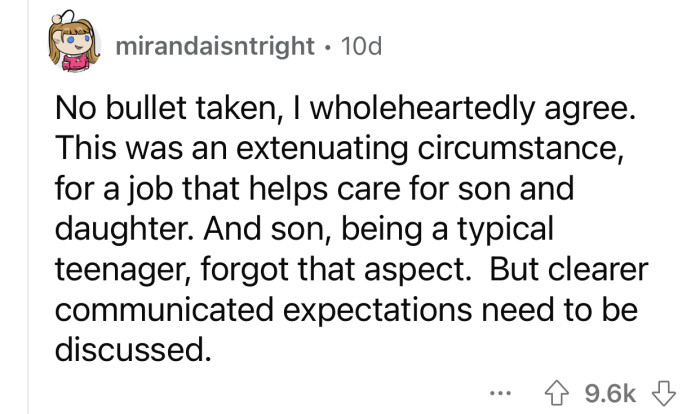 “Clearer communicated expectations need to be discussed.”