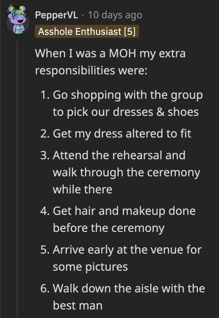 Someone shared their experience as an MOH