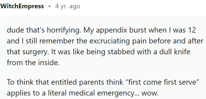 Appendix bursting is extremely painful