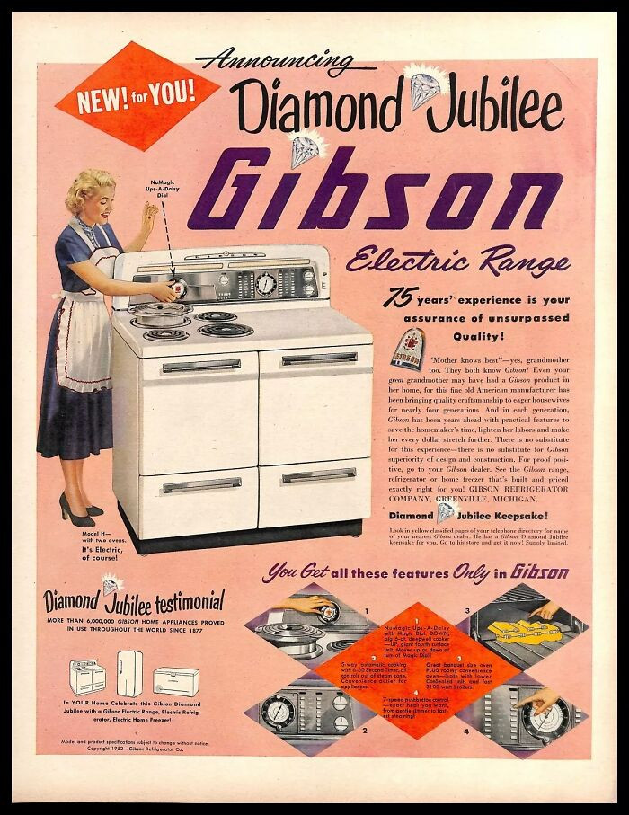 1952, Gibson Electric Range Diamond Jubilee