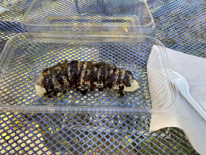 5. “Banana sushi” from a vegan restaurant in Boulder, CO. It was basically a $9 banana with Nutella on it