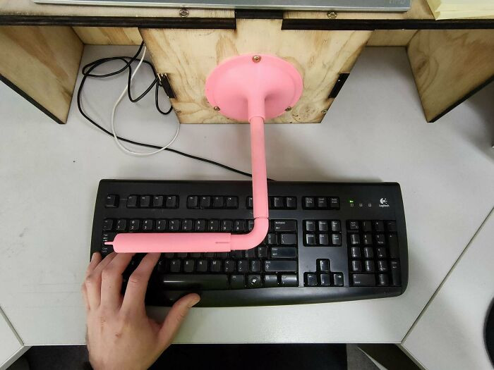 "With My Desk Near The Factory Entrance, My Fingers Tips Have Been Getting Really Cold This Winter So I Piped The Waste Heat From My PC To Warm Them Up!"