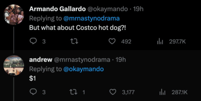 $1 for a Costco hot dog is a fair price, don't you think?