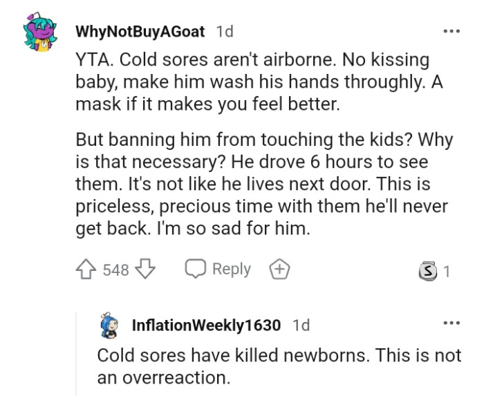 This Redditor believes cold sores aren't airborne