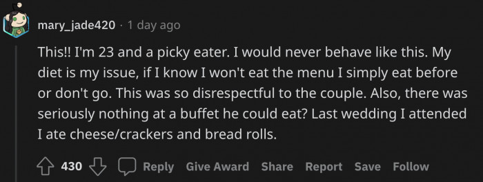 Being a picky eater is no excuse