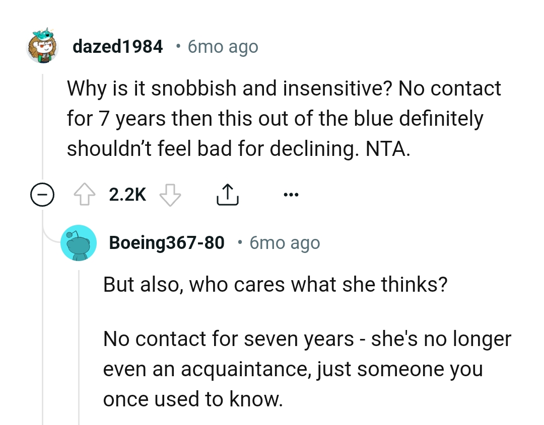 The OP should not feel bad for declining