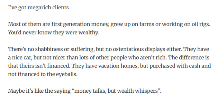 3. First-generation wealth: quiet, cash-paid, no flashy flexes