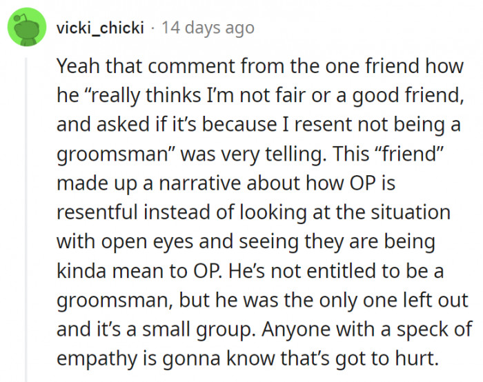 5. Anyone with empathy knows that what happened would have hurt OP