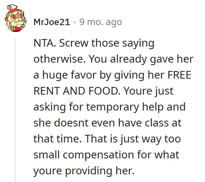 Offered her a buffet, she brought a snack. NTA!