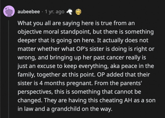OP is being used as the sacrifice once more to keep the peace in the family