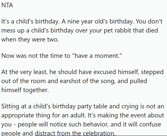 It was a child's birthday. He hijacked it