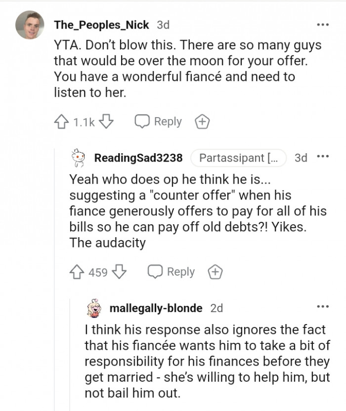 You have a wonderful fiancée, and you need to listen