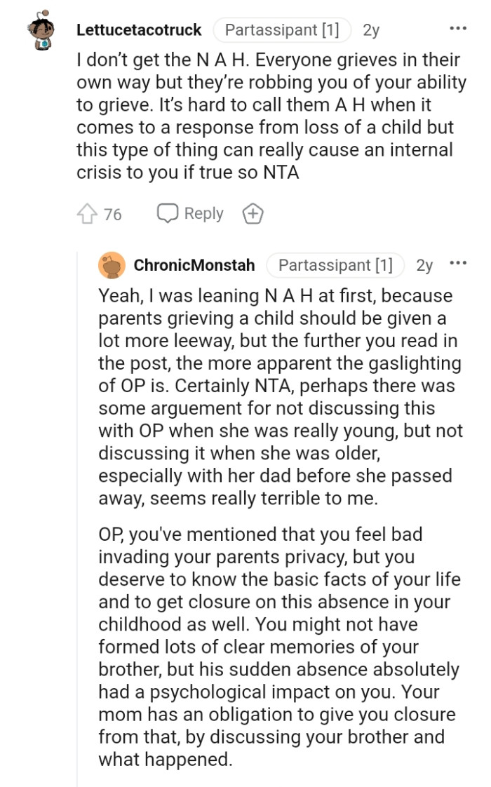 When it comes to a response from loss of a child, then no one is an AH