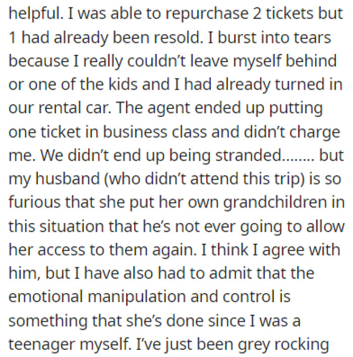 OP's husband was furious about everything that happened