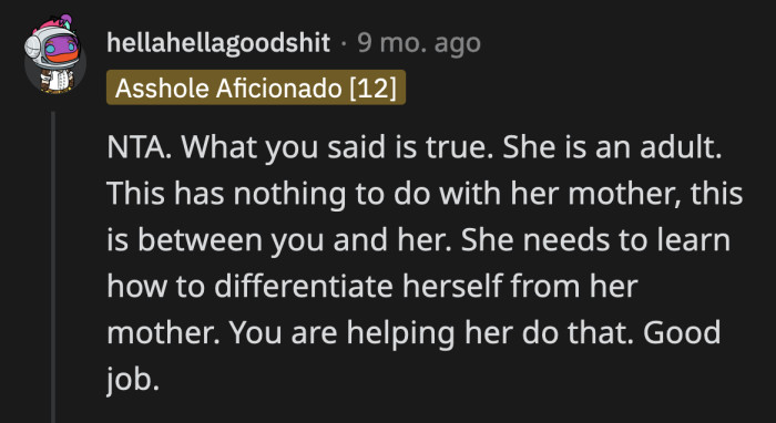 Redditors were supportive of what OP was doing.