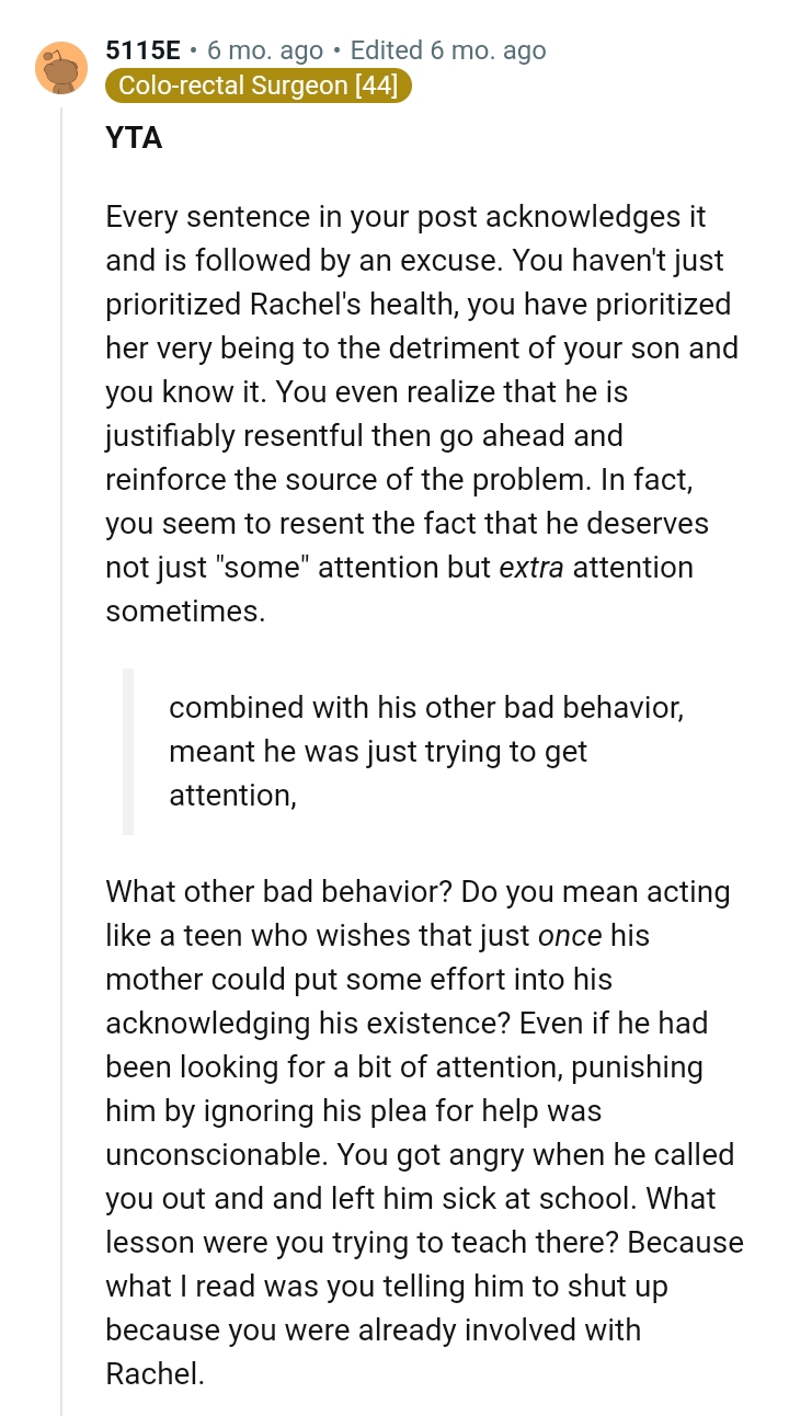 The OP Did All That to the Detriment of Her Son