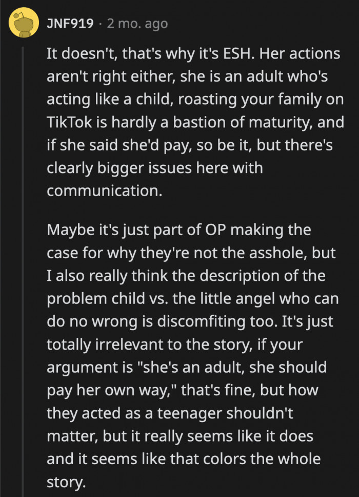 The reality is, they are all handling this conflict poorly. They are more concerned about who's right or wrong instead of finding a solution together.