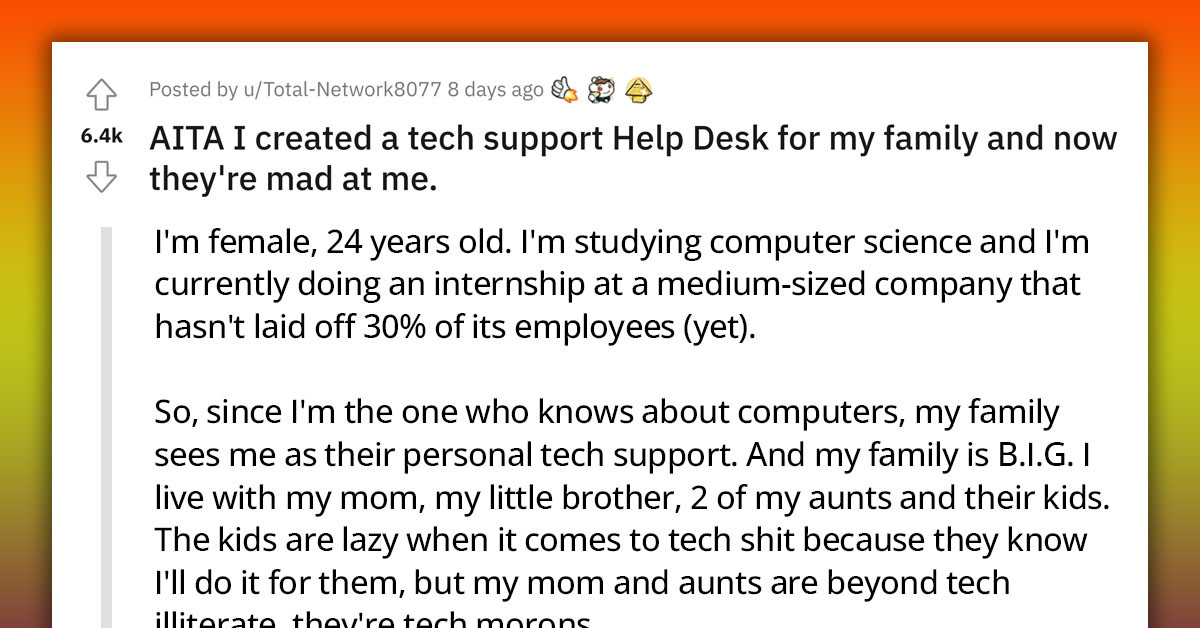 IT Student Faces Backlash For Creating a 'Tech Support Help Desk' for Her Family After Constantly Asking for Help
