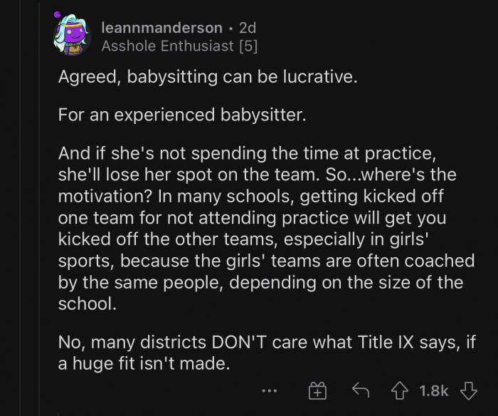 Janie could get kicked out of other teams.