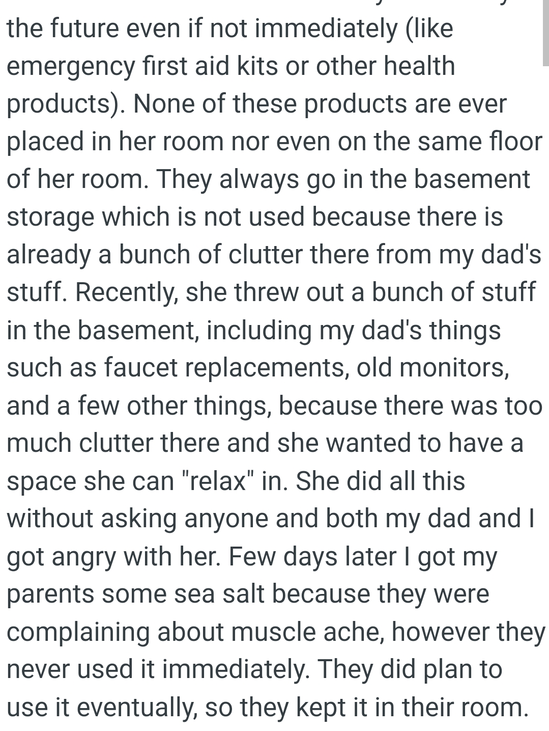 None of the products are in her room